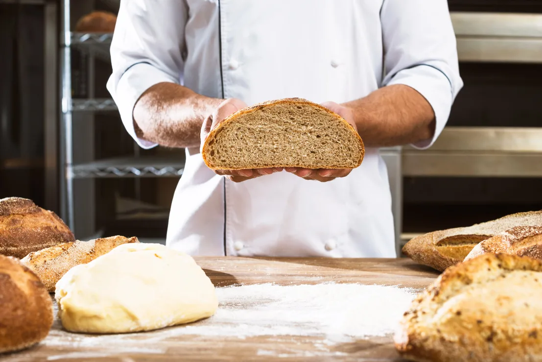 Baker with bread