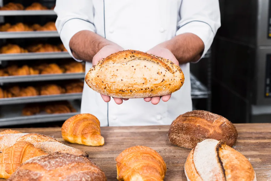 Baker with bread